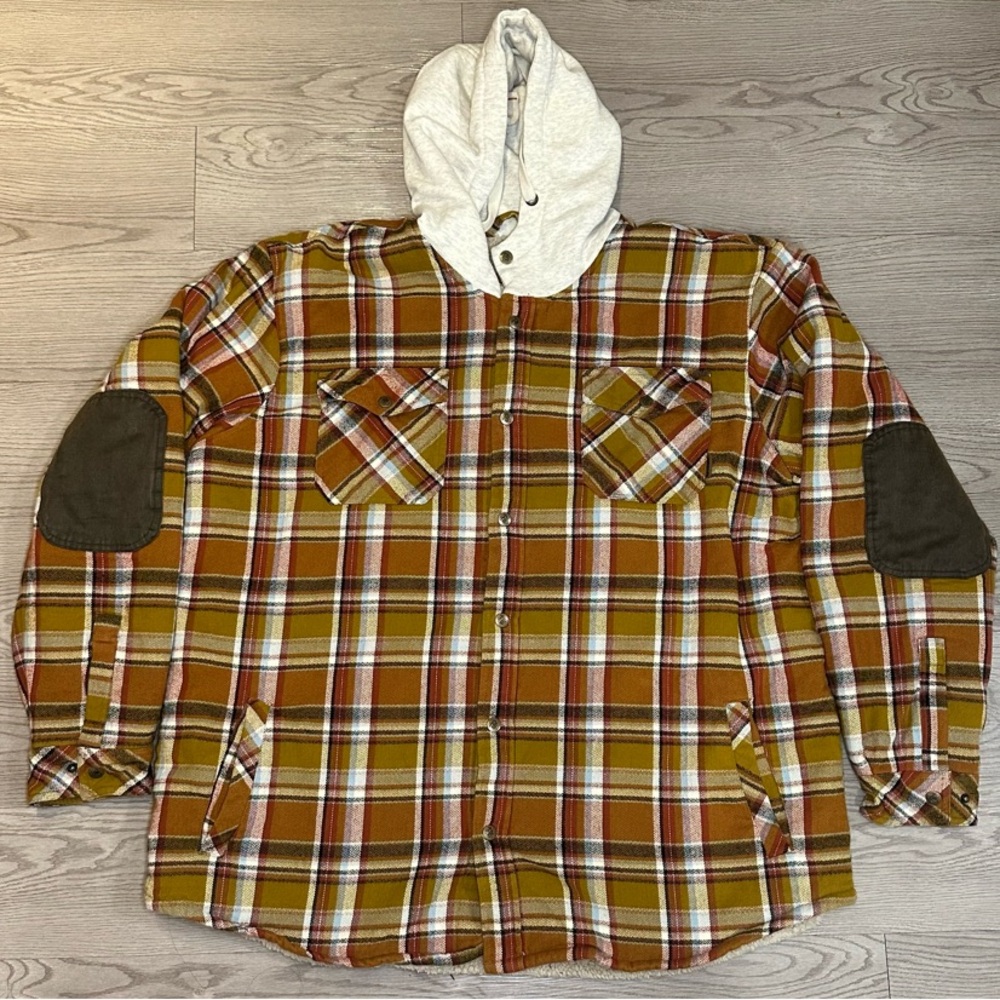 legendary whitetails flannel Sherpa Lined Hooded Jacket Mens Berber Camp 3 XL